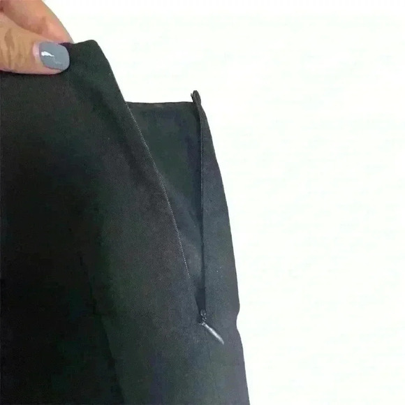 Ann Taylor Loft Women's Wool Pencil Skirt Black Red Embroidered Hem 14 - Picture 9 of 9